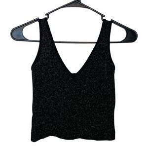 Aura Black Shimmer Crop Top Size M/L